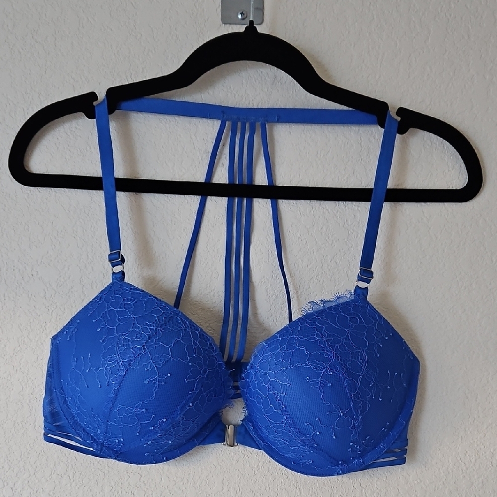 Victoria's Secret Royal Blue Lace Strappy Push-Up Bra